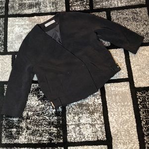 Zara Basic Black Moto Jacket Drapey Minimalist Boxy Buckle Blazer - XS